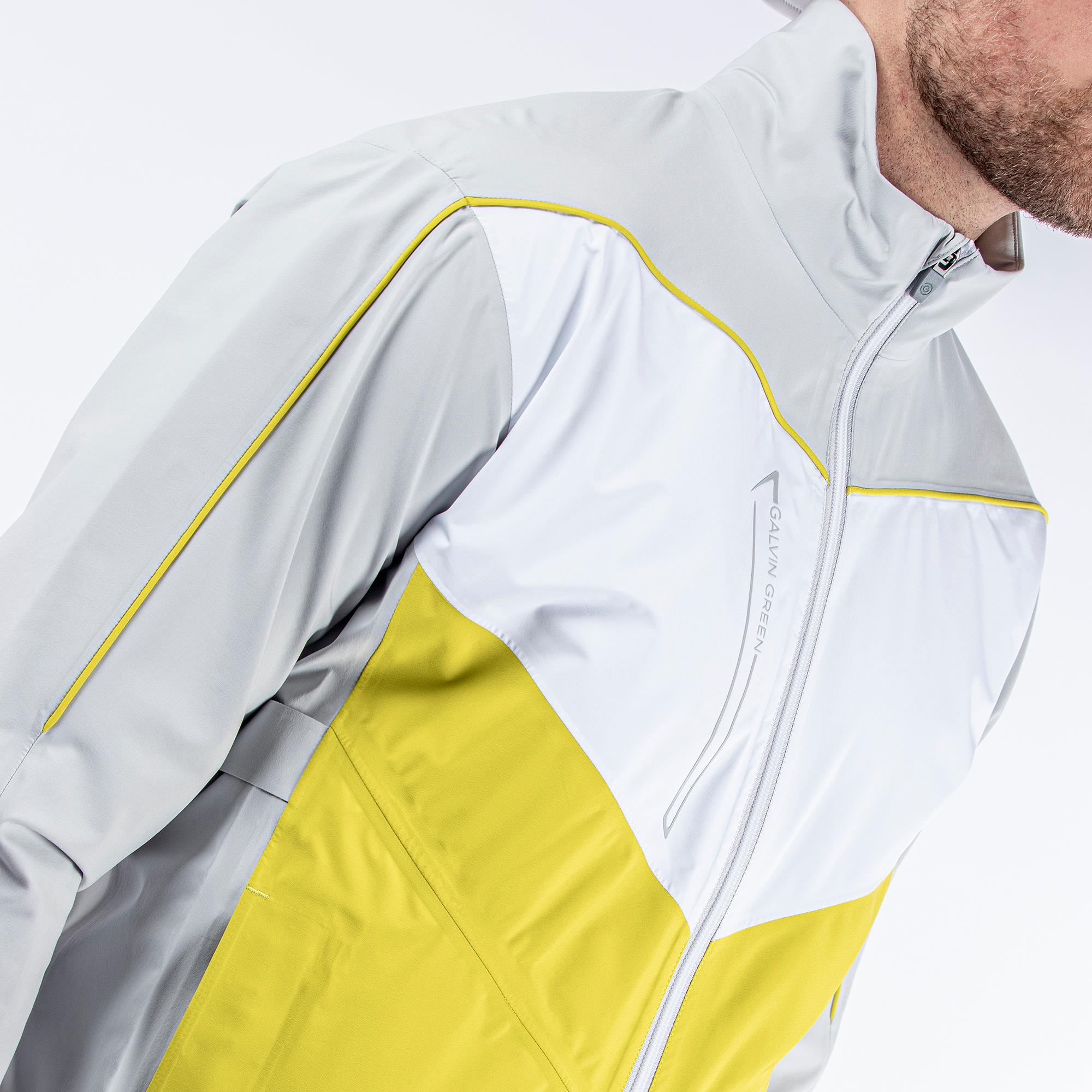 Galvin Green Armstrong Paclite Gore-Tex Mens Waterproof Golf Jacket Cool Grey/Sunny Lime/White